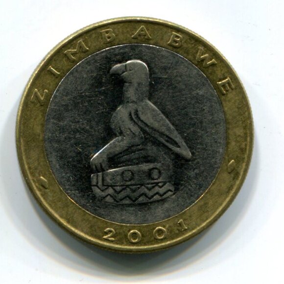 2001 Zimbabwe 'Rhino' Bimetallic $5 Coin (b488-22) - Picture 1 of 2